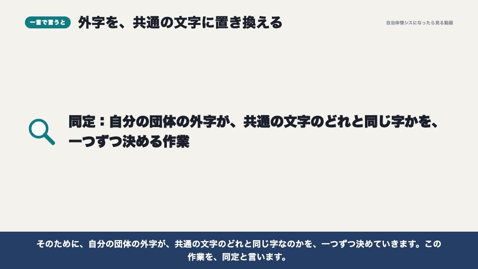 動画の画面:一言で言うと(外字の取り扱いと、文字の標準化)