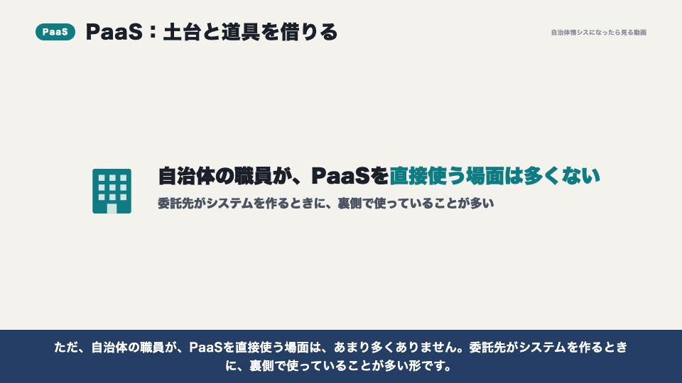 動画の画面：PaaS（IaaS・PaaS・SaaS）