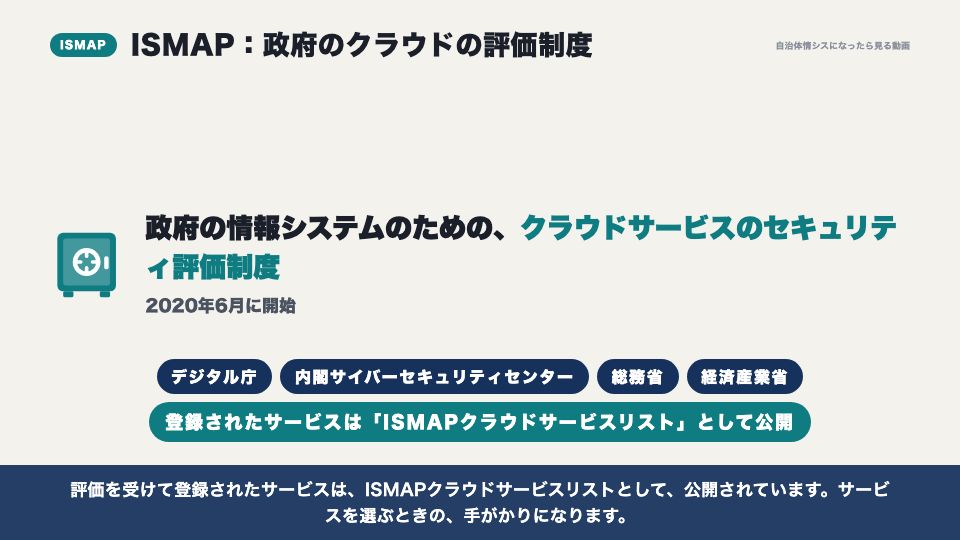 動画の画面：ISMAP（セキュリティ認証と、SaaS導入時に決めること）