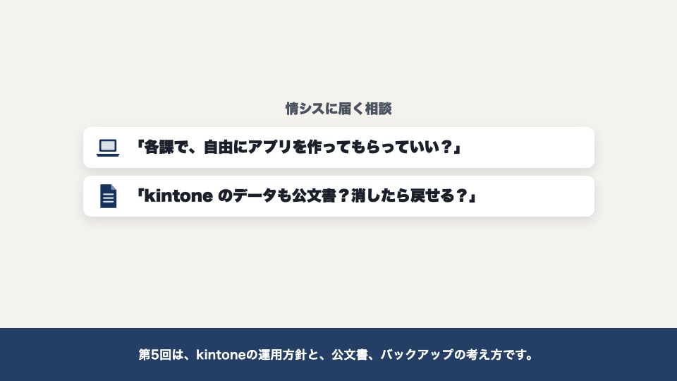 動画の画面：はじめに（運用方針と、公文書・バックアップ）