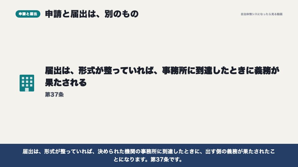 動画の画面：申請と届出の違い（行政手続法のきほん）