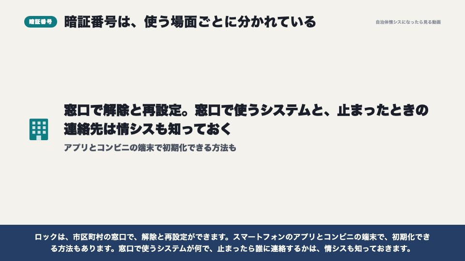 動画の画面：暗証番号とロック（マイナンバーカードの仕組み）