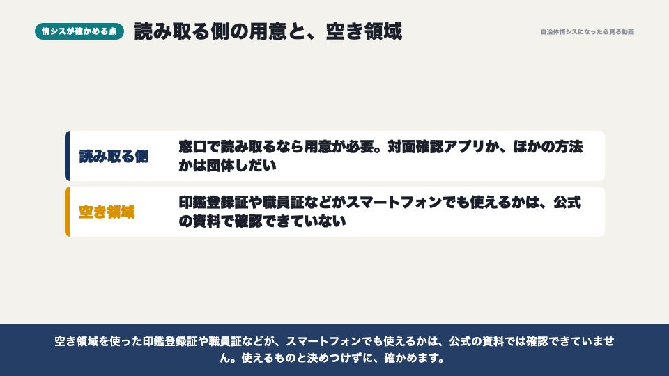 動画の画面：情シスが確かめる点（スマートフォンへの搭載）