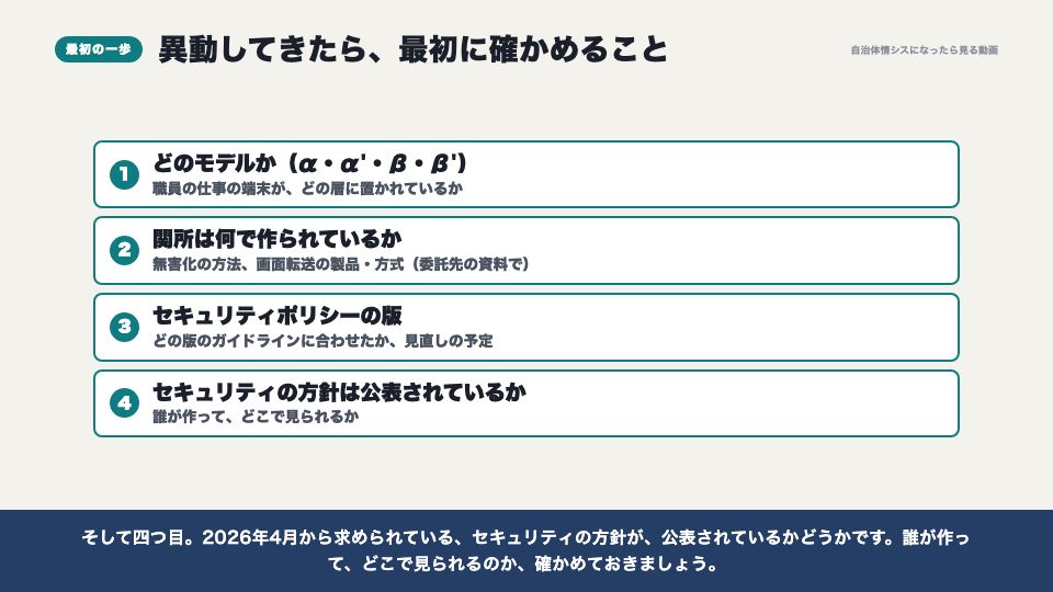動画の画面：異動してきたら最初に確かめること（三層分離）