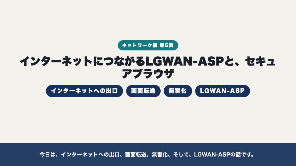 動画の画面:はじめに(インターネットにつながるLGWAN-ASPと、セキュアブラウザ)