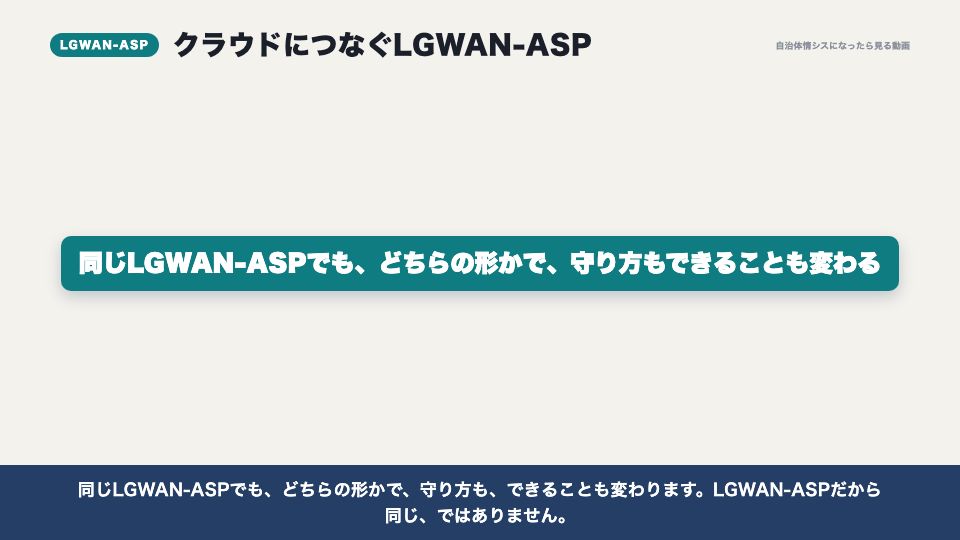 動画の画面:クラウドにつなぐLGWAN-ASP(インターネットにつながるLGWAN-ASPと、セキュアブラウザ)