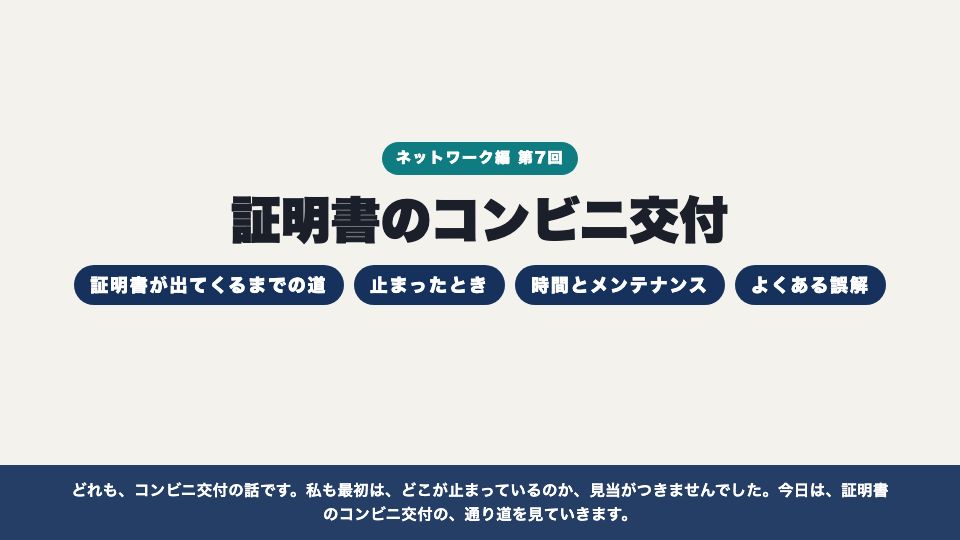動画の画面：はじめに（証明書のコンビニ交付）