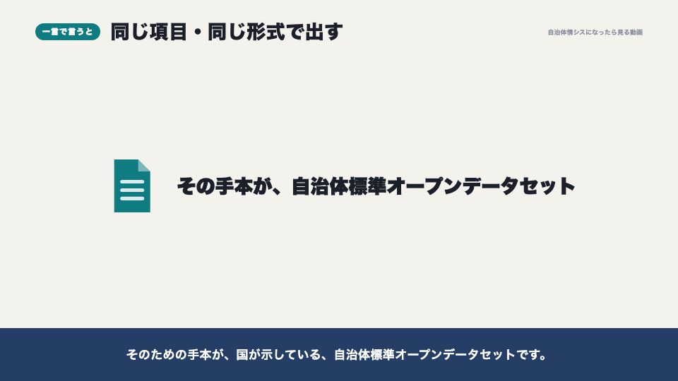 動画の画面:一言で言うと(標準データセットと、データの形式)
