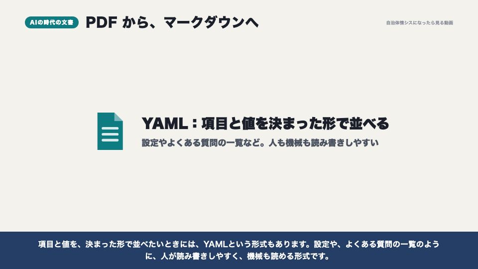 動画の画面:AIの時代の文書(機械判読可能な形式)