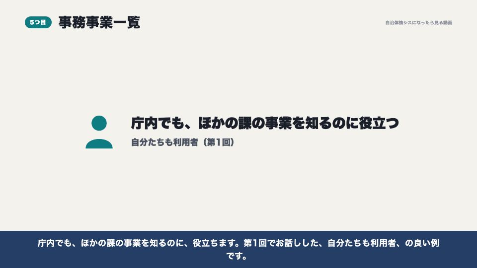 動画の画面:事務事業一覧(オープンデータにすべきデータ5選)