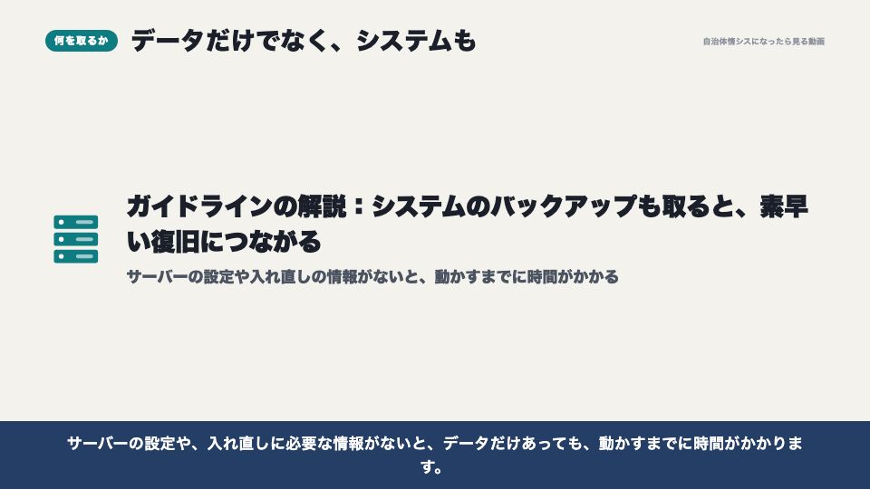 動画の画面：何を取るのか（バックアップと復旧）