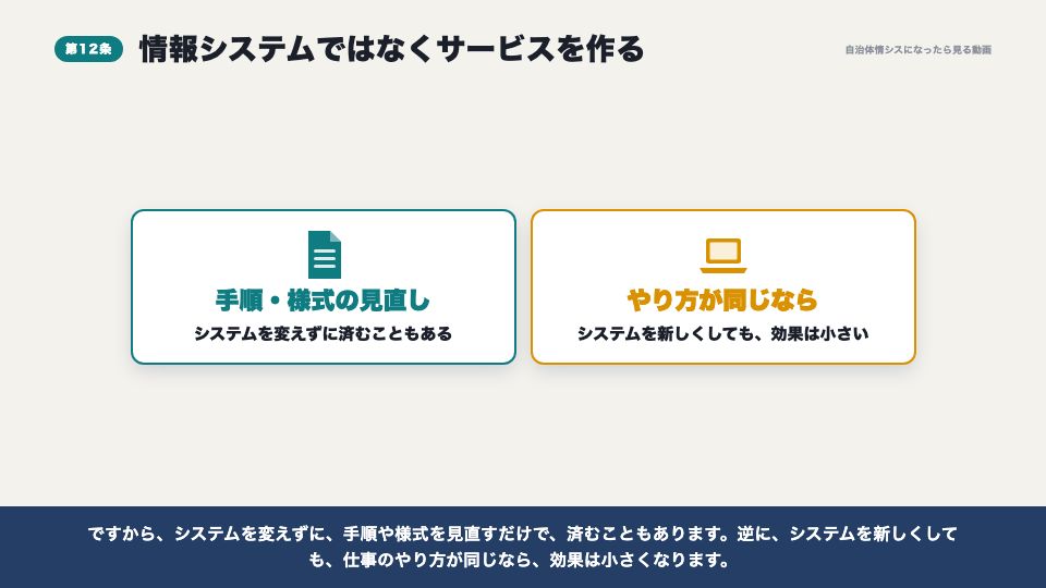 動画の画面:情報システムではなくサービスを作る(「このままでいい」と言われたら)