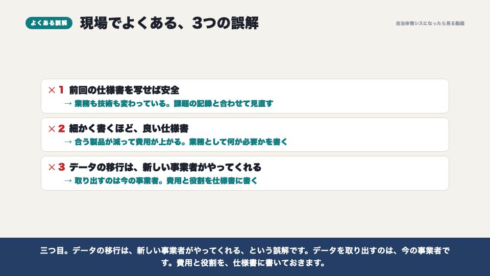 動画の画面:現場でよくある誤解(仕様書の作り方)