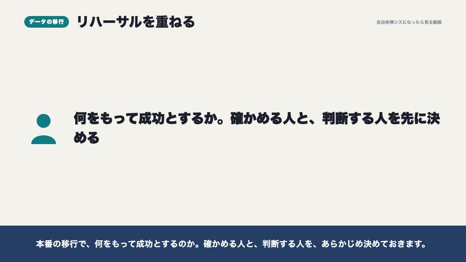 動画の画面:データの移行(導入から本番まで)