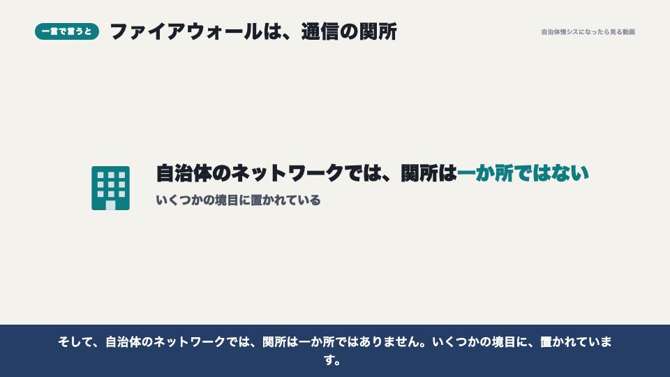 動画の画面：一言で言うと（ファイアウォール）
