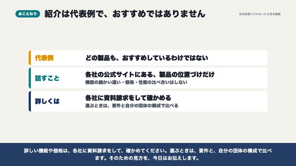 動画の画面:先におことわり(代表的な製品)